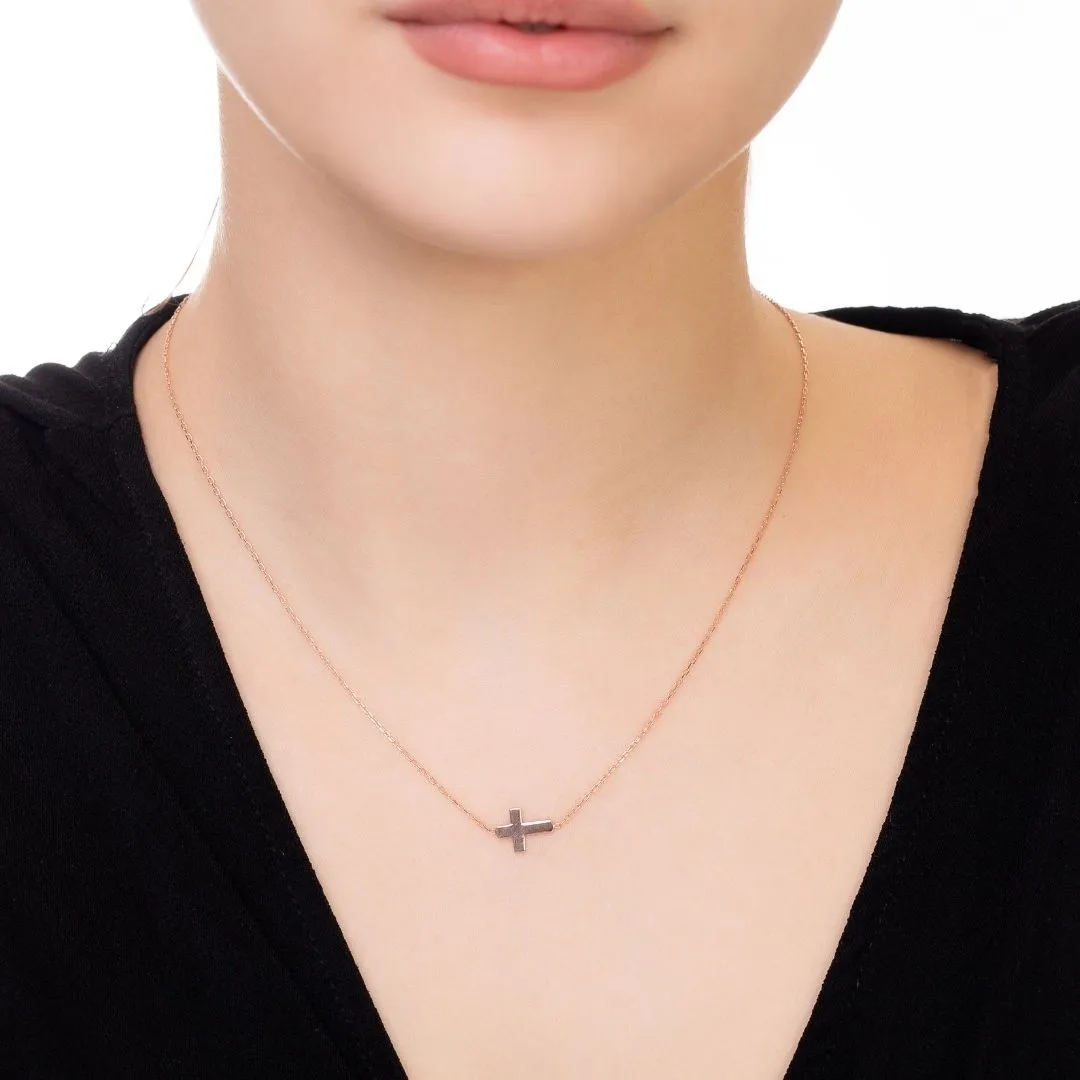 Sideways Cross Necklace