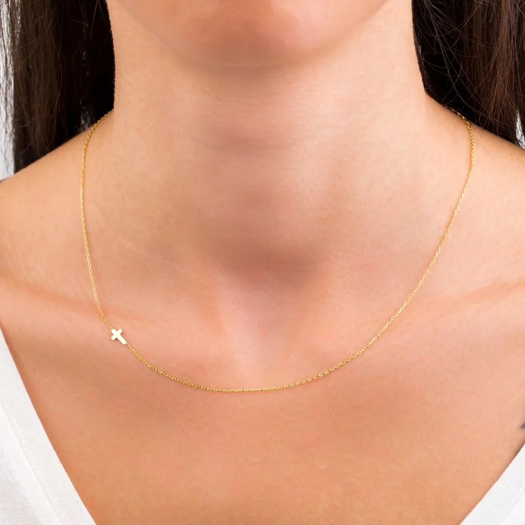 Sideways Cross Necklace