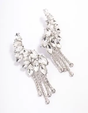 Silver Multi Diamante Cup Chain Ear Cuff