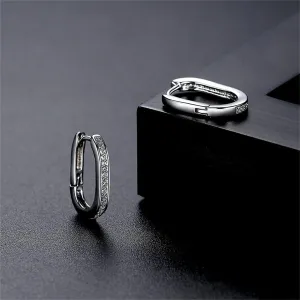 Silver-Plated & Cubic Zirconia U-Shape Huggie Earrings