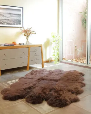 Six Piece Sheepskin Fur Rug - Brown Chocolate (4.7´ x  6.4´ )