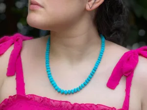 Sleeping Beauty Turquoise Necklace, Carved Turquoise, Gemstone Necklace, Hand Knotted, Boho, Gift for Her, December Birthstone, Timeless