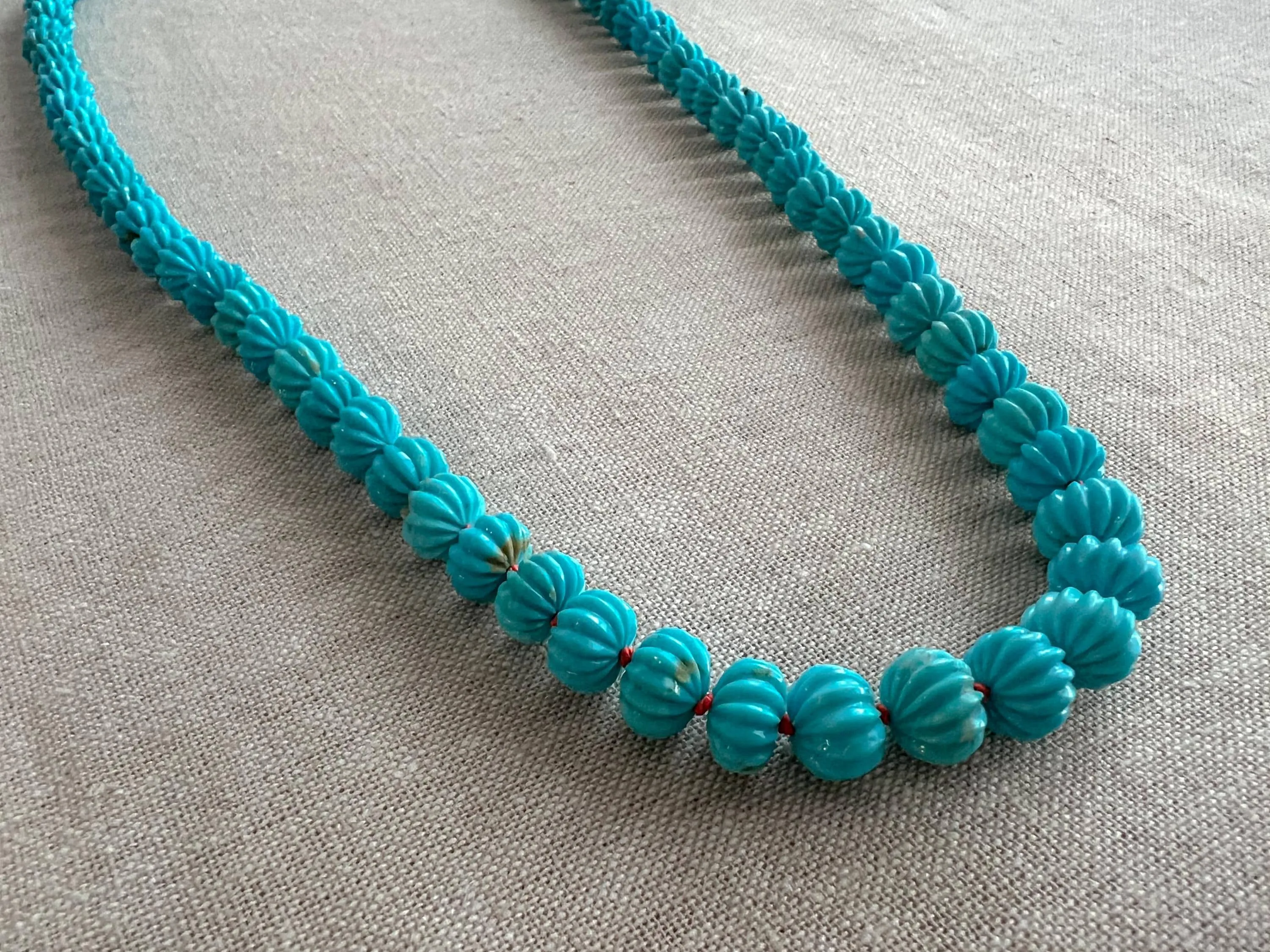 Sleeping Beauty Turquoise Necklace, Carved Turquoise, Gemstone Necklace, Hand Knotted, Boho, Gift for Her, December Birthstone, Timeless