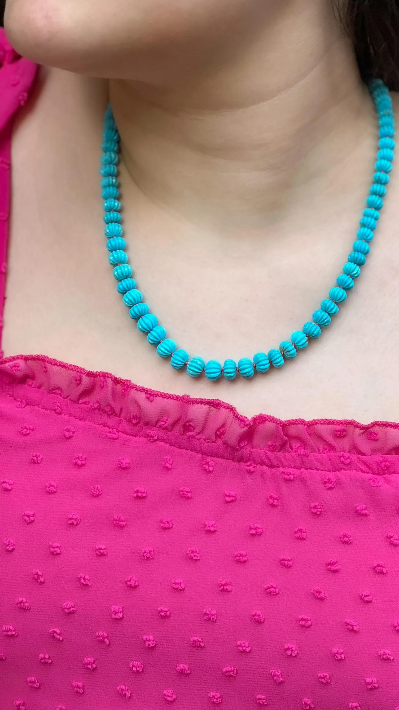 Sleeping Beauty Turquoise Necklace, Carved Turquoise, Gemstone Necklace, Hand Knotted, Boho, Gift for Her, December Birthstone, Timeless