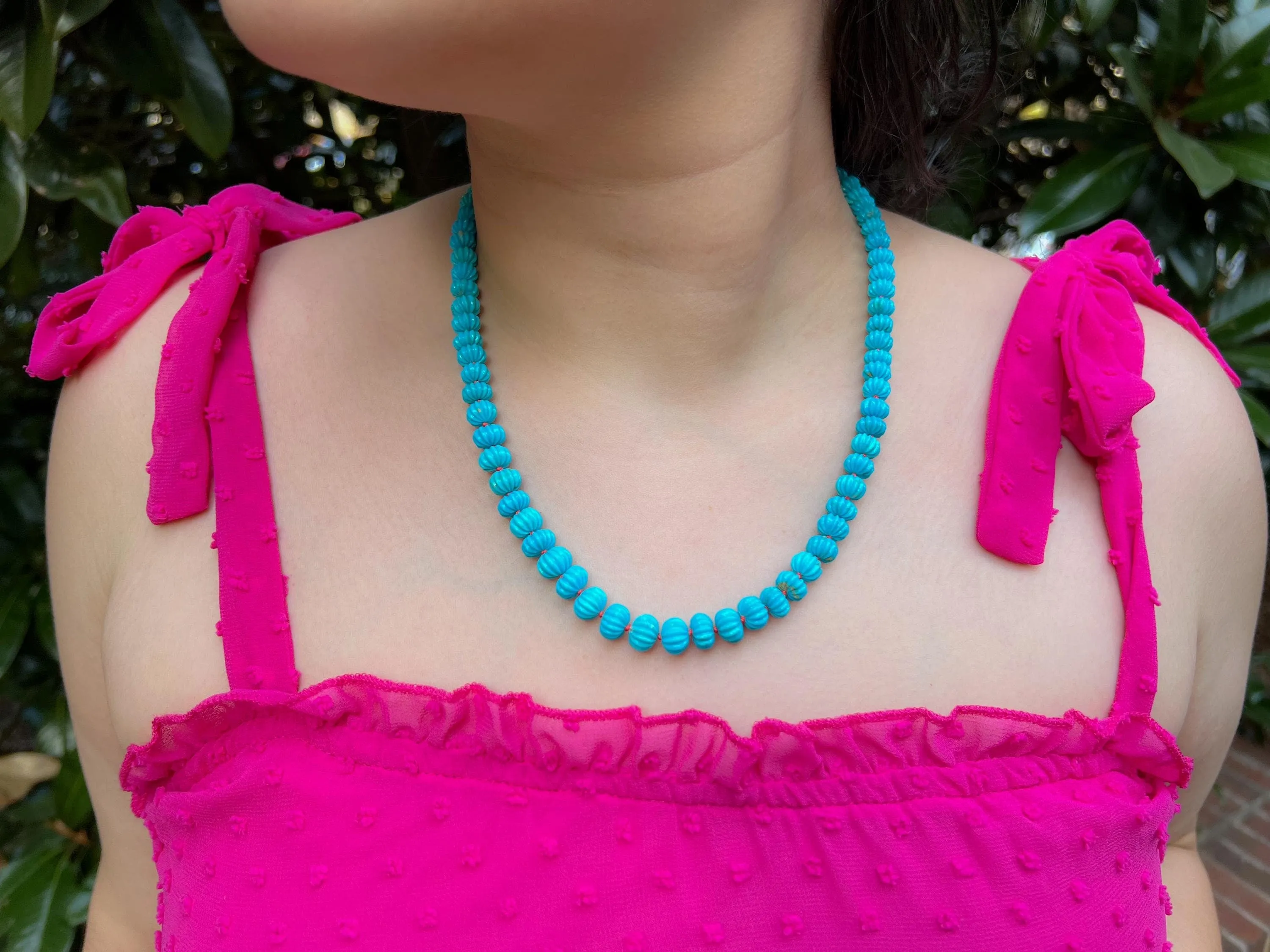 Sleeping Beauty Turquoise Necklace, Carved Turquoise, Gemstone Necklace, Hand Knotted, Boho, Gift for Her, December Birthstone, Timeless