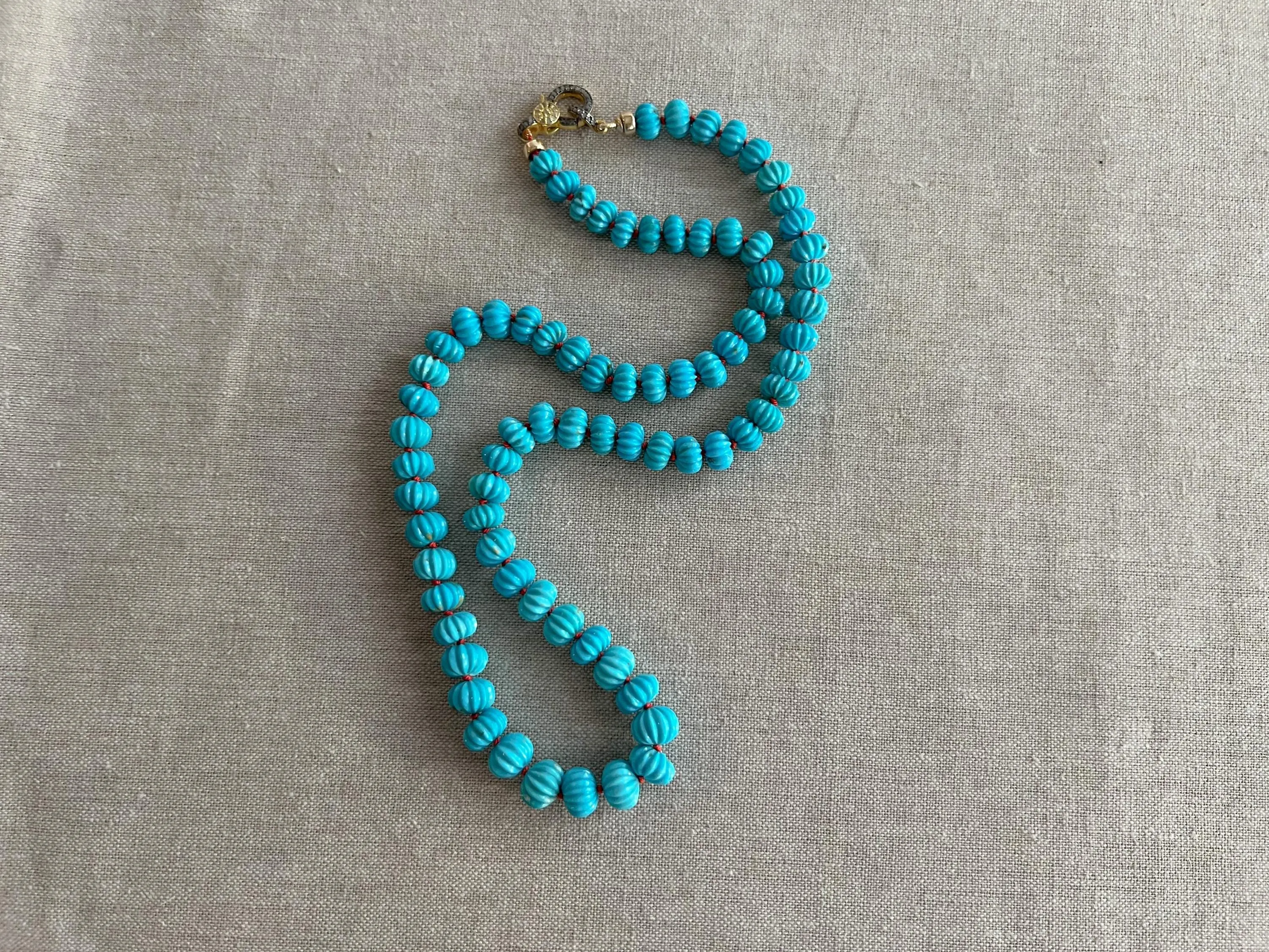 Sleeping Beauty Turquoise Necklace, Carved Turquoise, Gemstone Necklace, Hand Knotted, Boho, Gift for Her, December Birthstone, Timeless