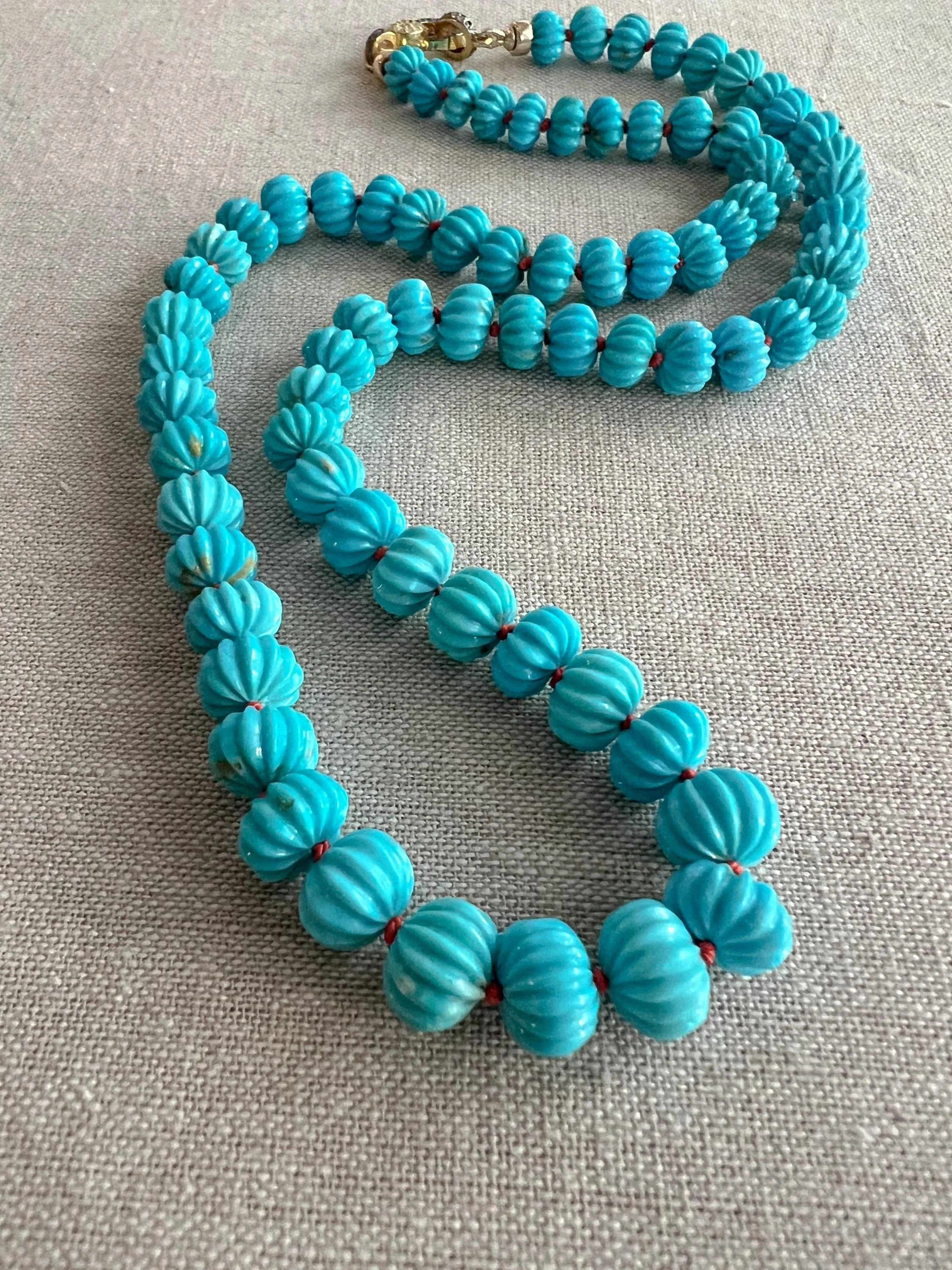 Sleeping Beauty Turquoise Necklace, Carved Turquoise, Gemstone Necklace, Hand Knotted, Boho, Gift for Her, December Birthstone, Timeless
