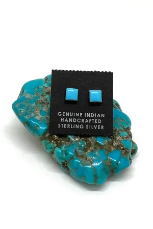 Sleeping Beauty Turquoise Square Stud Earrings