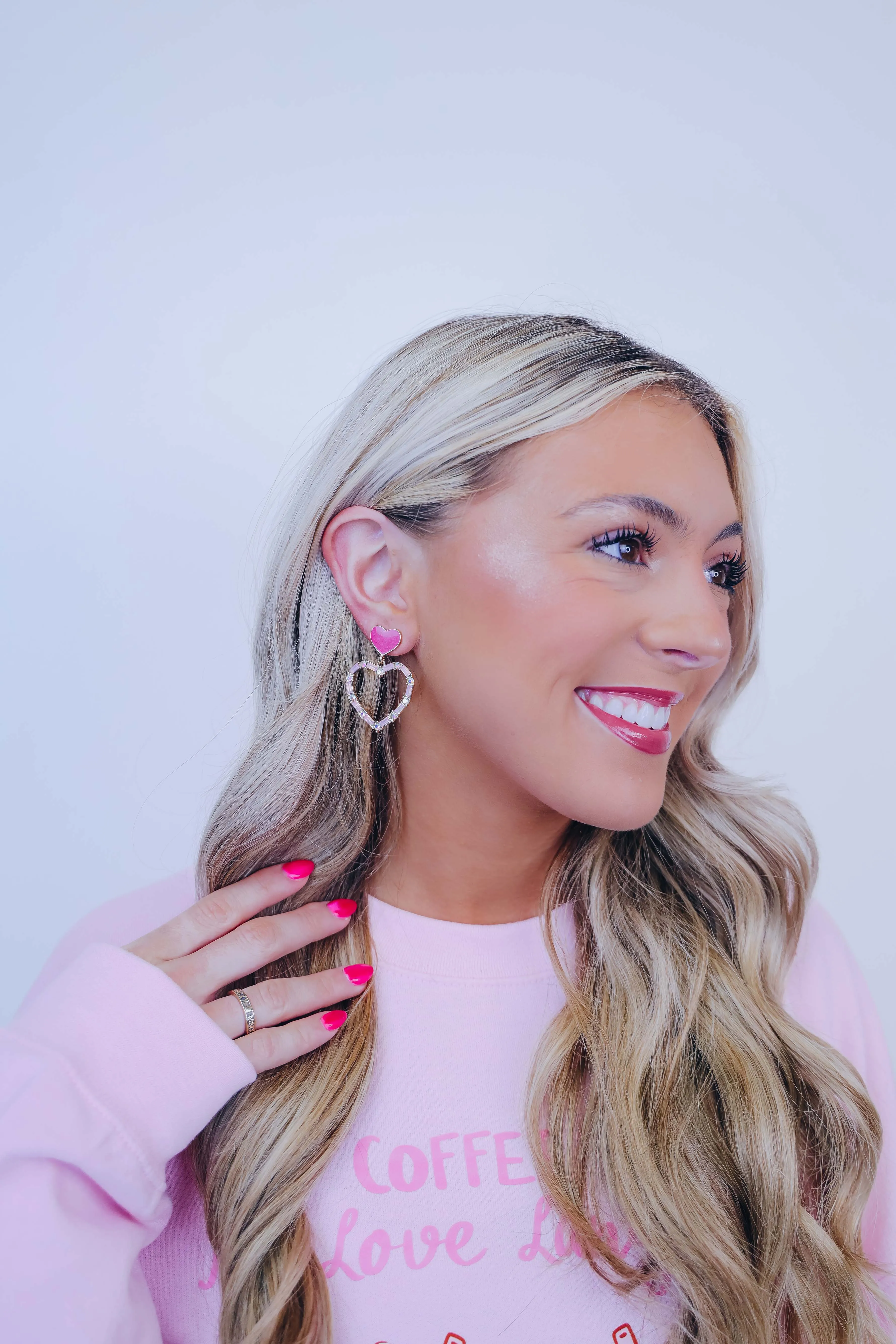 So Lovely Stacked Heart Enamel Earrings