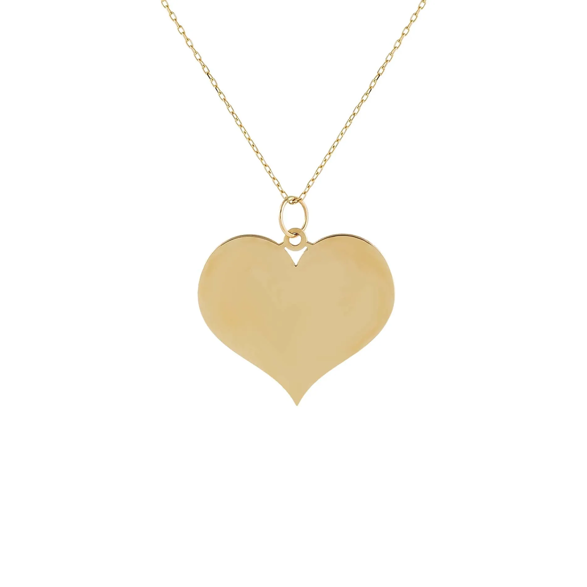 Solid Large Heart Necklace 14K