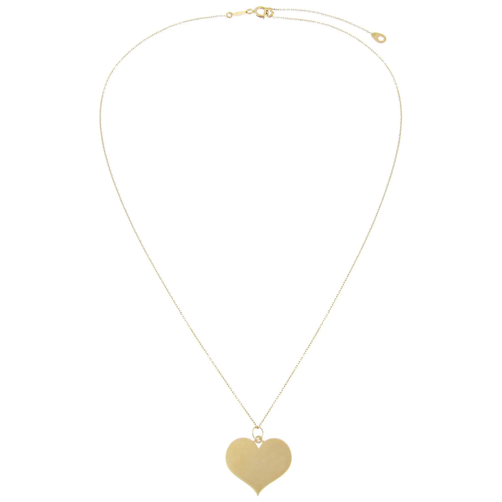 Solid Large Heart Necklace 14K