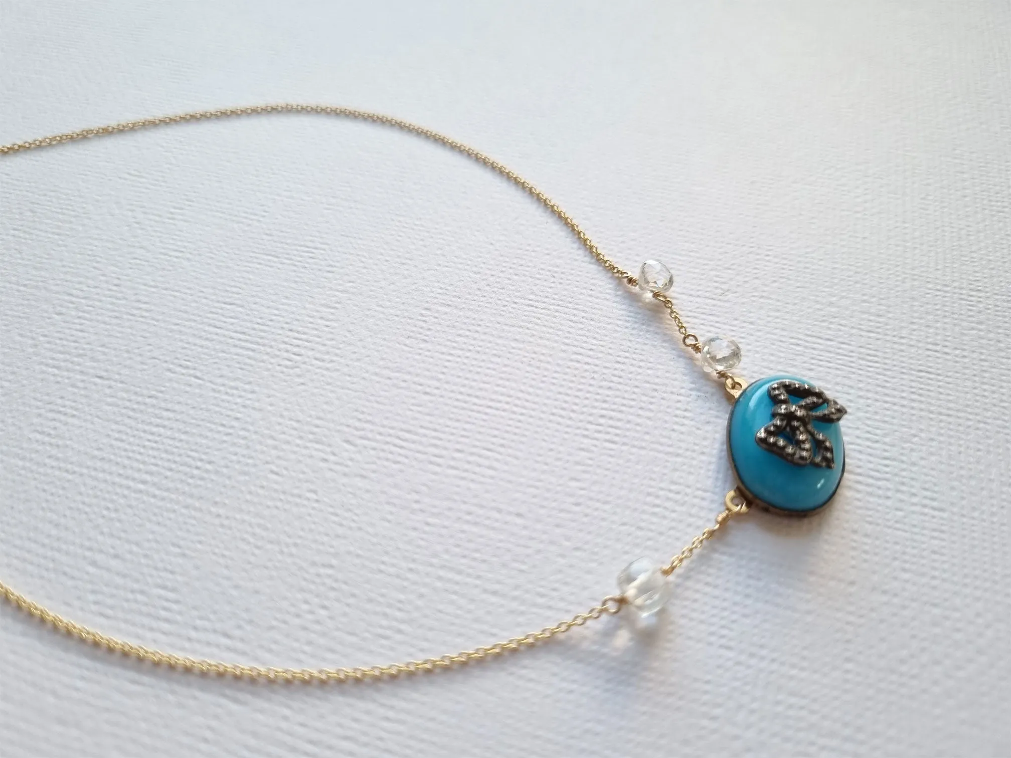 something old, something blue | antique bow short necklace