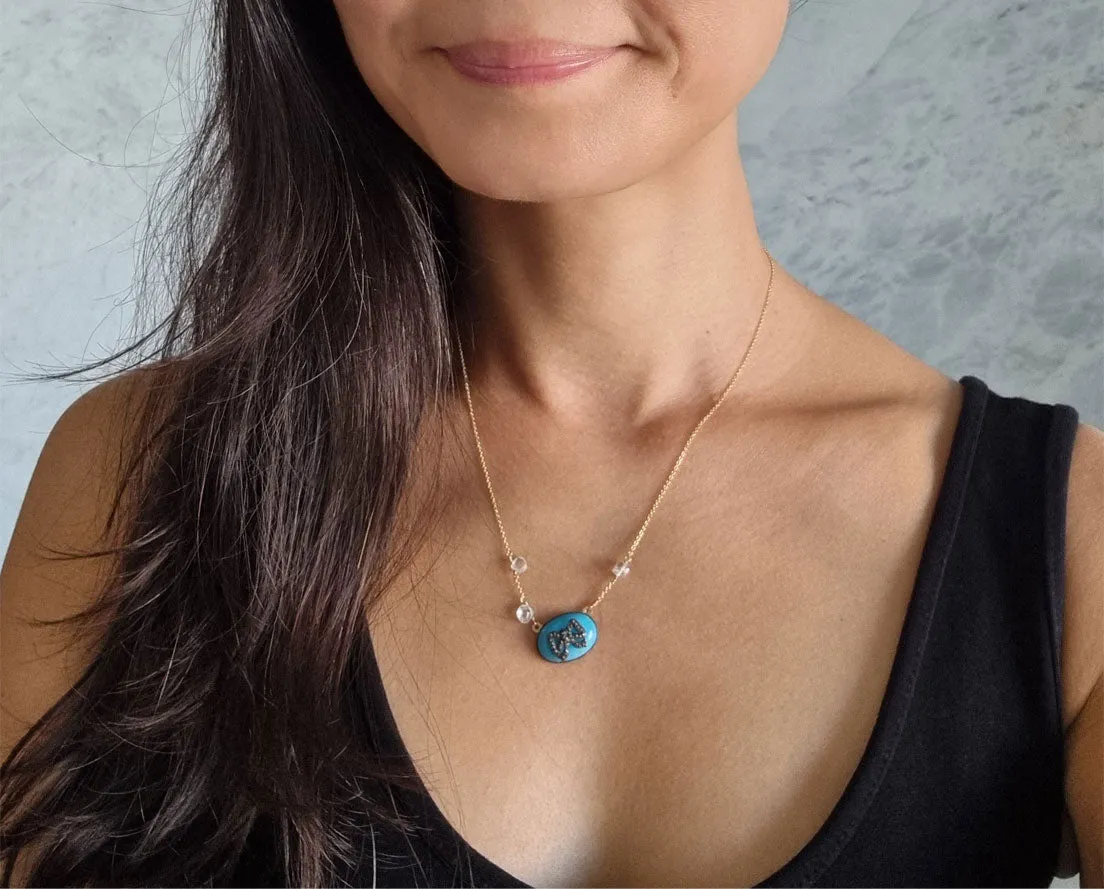 something old, something blue | antique bow short necklace