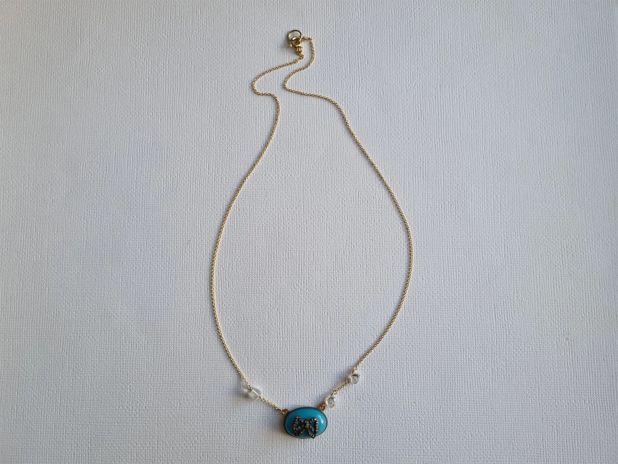 something old, something blue | antique bow short necklace