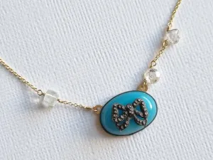 something old, something blue | antique bow short necklace