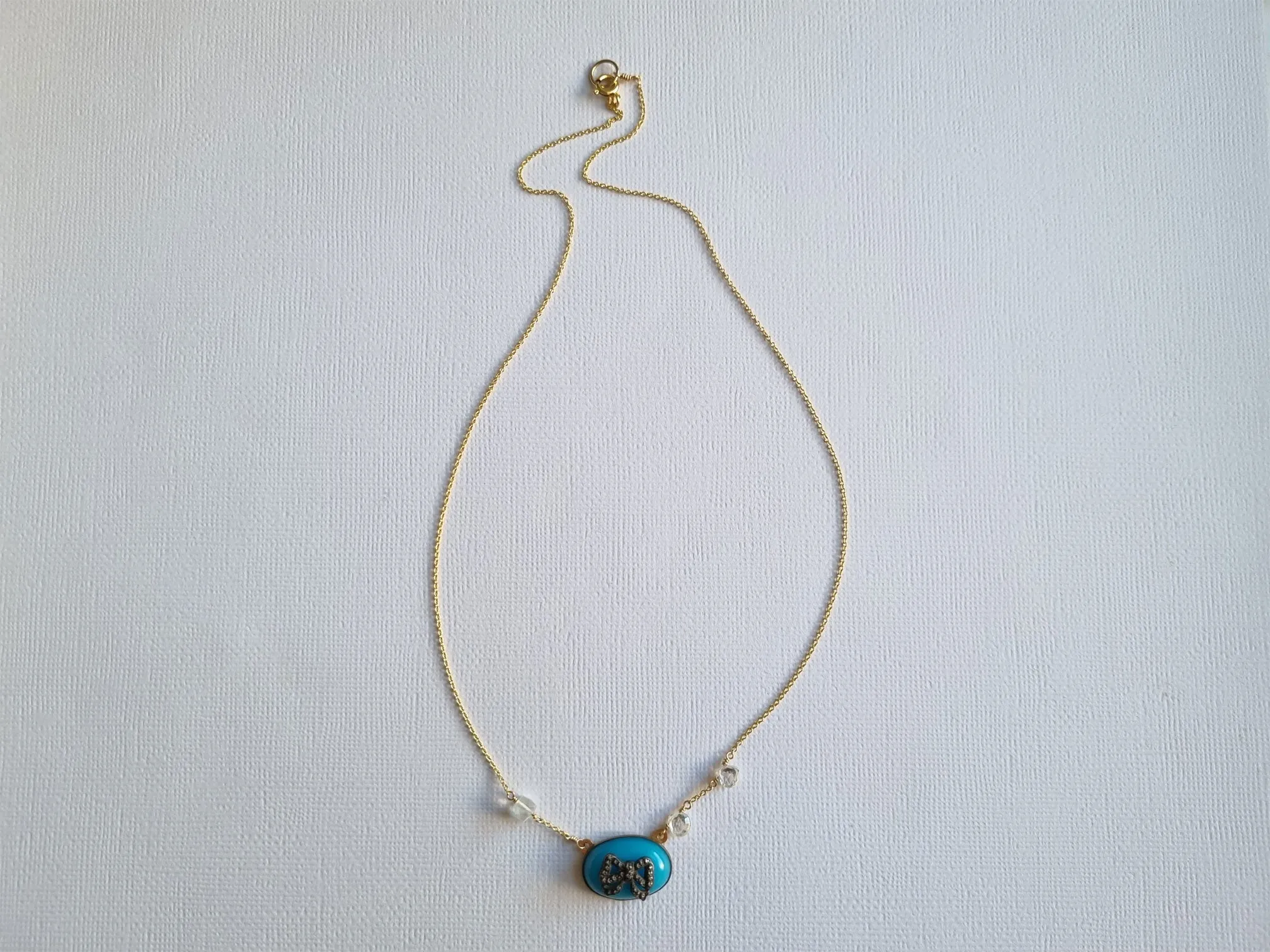 something old, something blue | antique bow short necklace