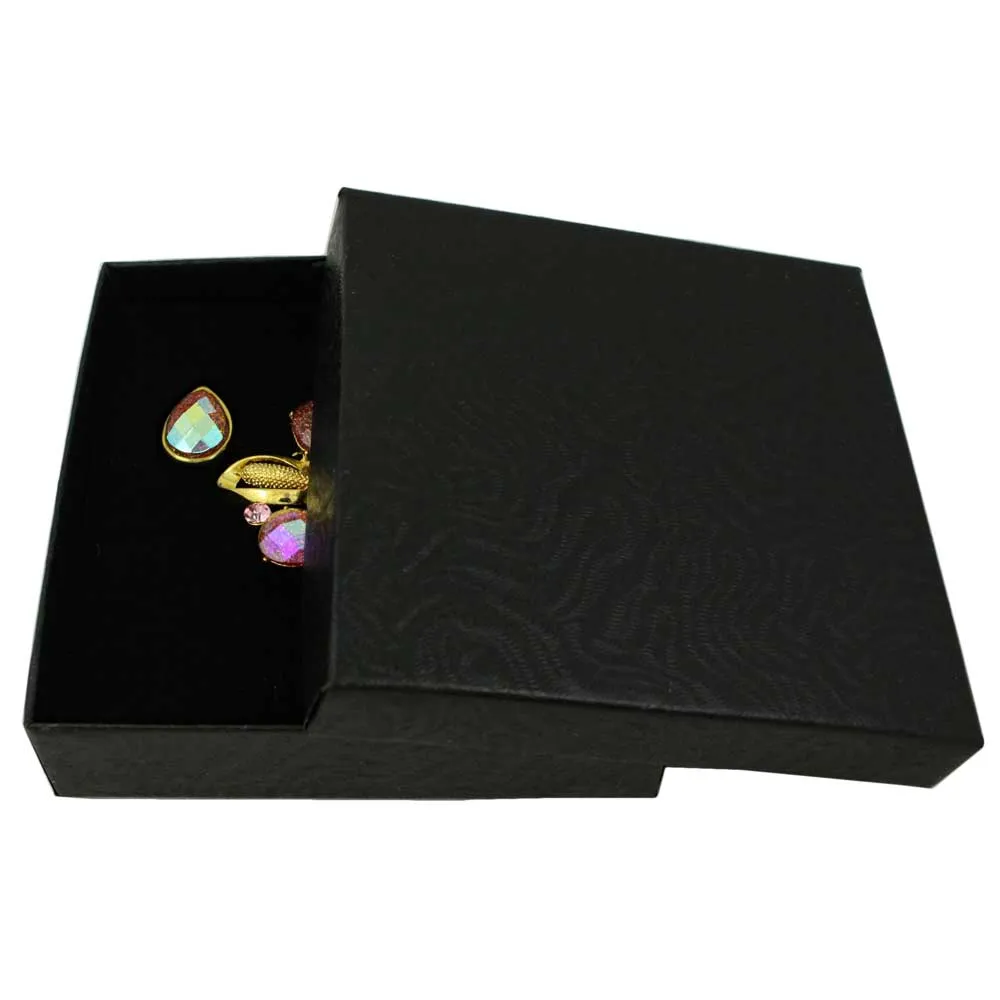Sparkle in Pink Flower Pin with Teardrop Earring Set - PRL851BS