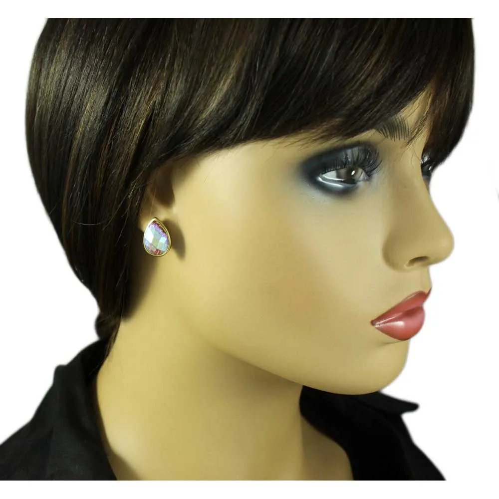 Sparkle in Pink Flower Pin with Teardrop Earring Set - PRL851BS