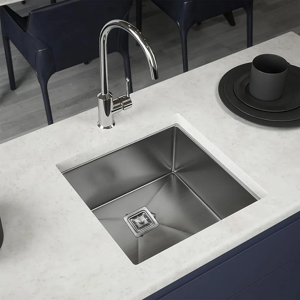 Square Garbage Disposal Waste Adapter - Single Hole - 4" Stainless Steel/Polished Stainless Steel