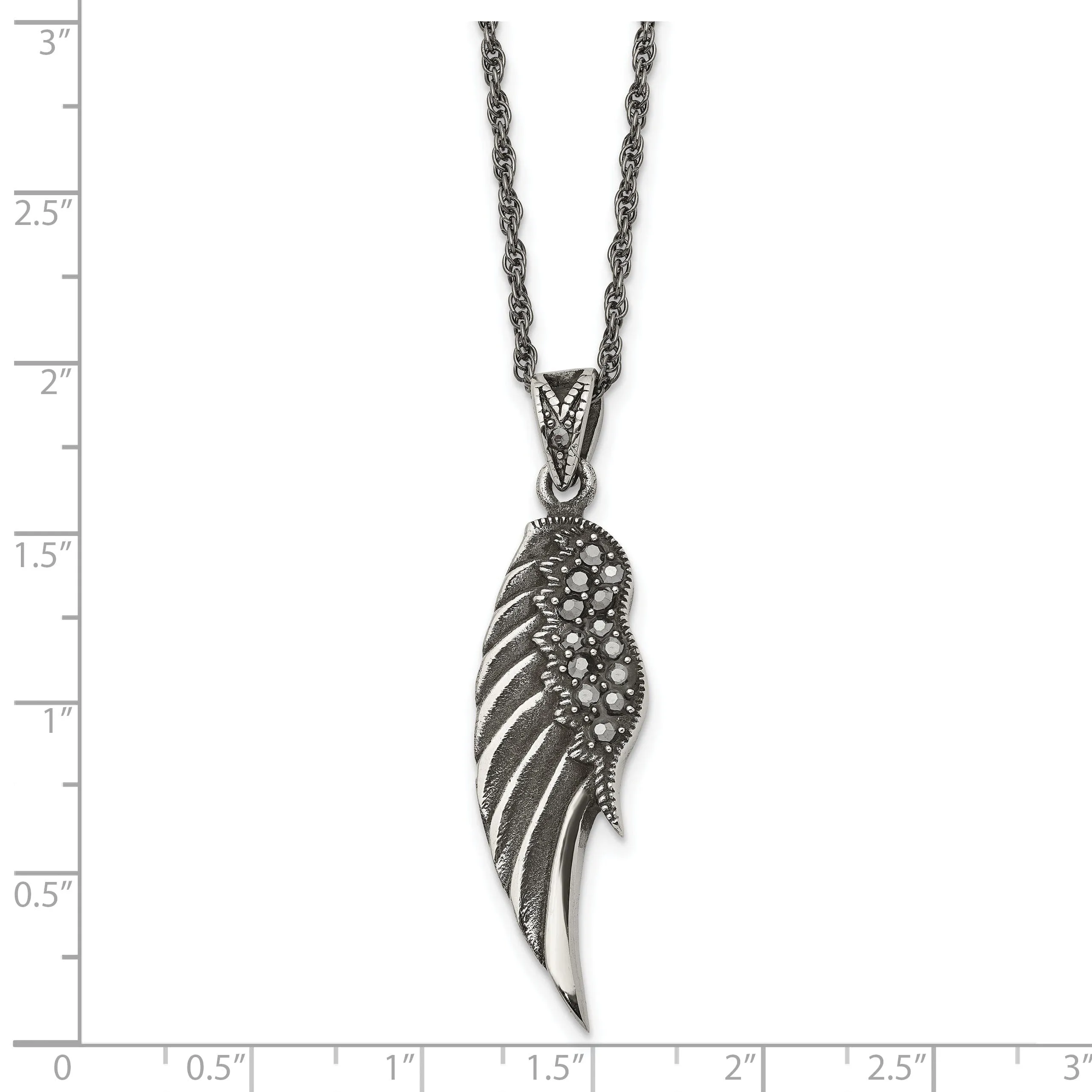 Stainless Steel Marcasite Wing Necklace