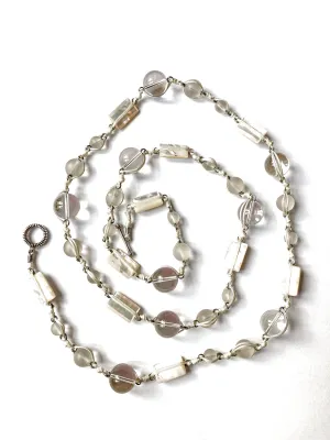 Stephen Dweck Crystal Frosted Glass MOP Sterling Silver Toggle Wrap Necklace