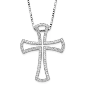Sterling Silver Cubic Zirconia Cross Necklace