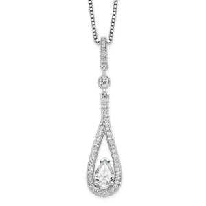 Sterling Silver Cubic Zirconia Teardrop Necklace