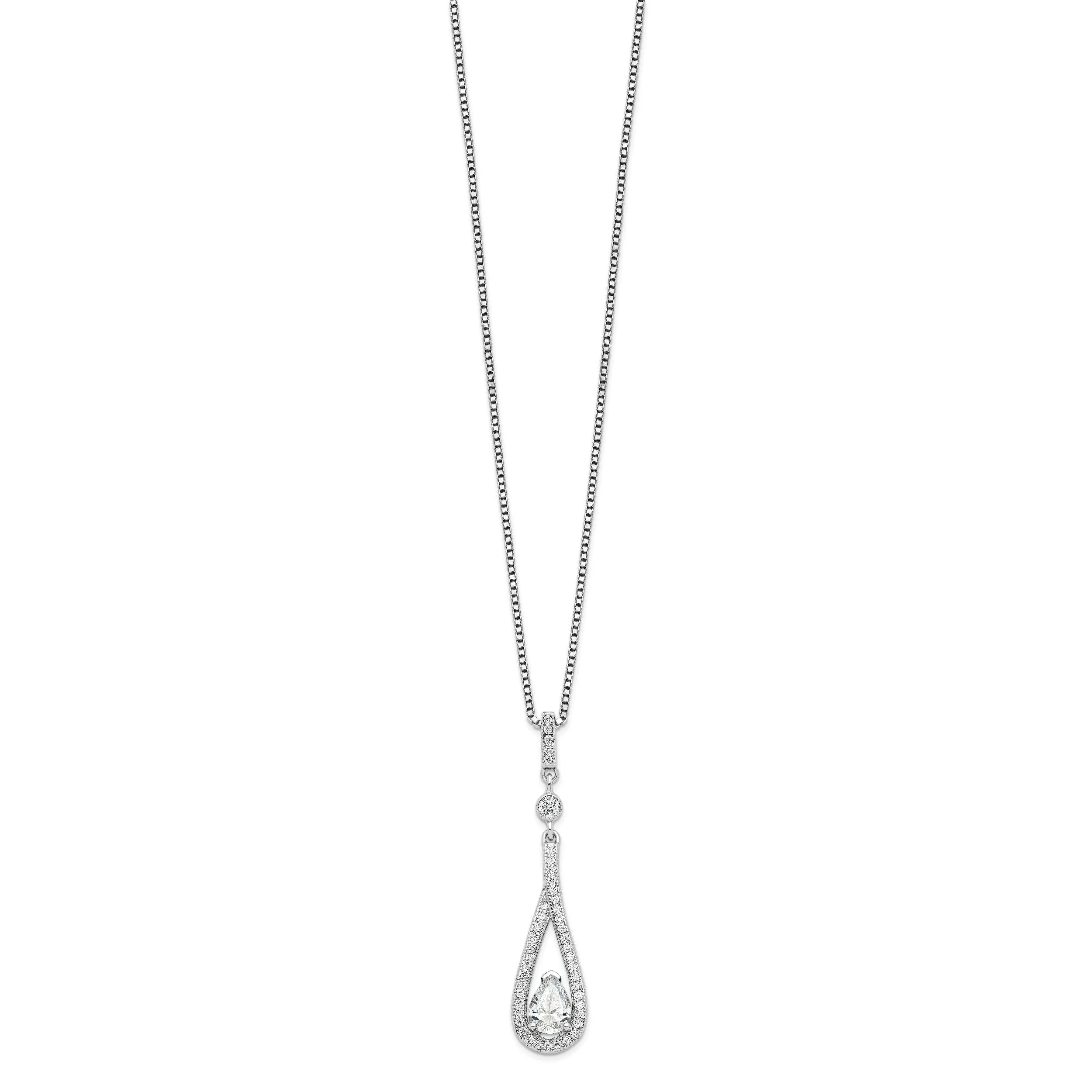 Sterling Silver Cubic Zirconia Teardrop Necklace