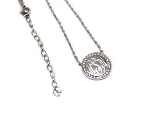 Sterling Silver CZ Rimmed Monogram Necklace