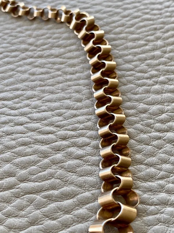Superb Unusual vintage 14k gold Ruffle link necklace - Denmark 34g