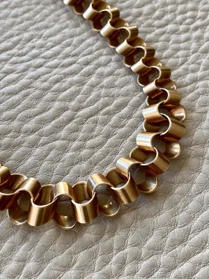 Superb Unusual vintage 14k gold Ruffle link necklace - Denmark 34g