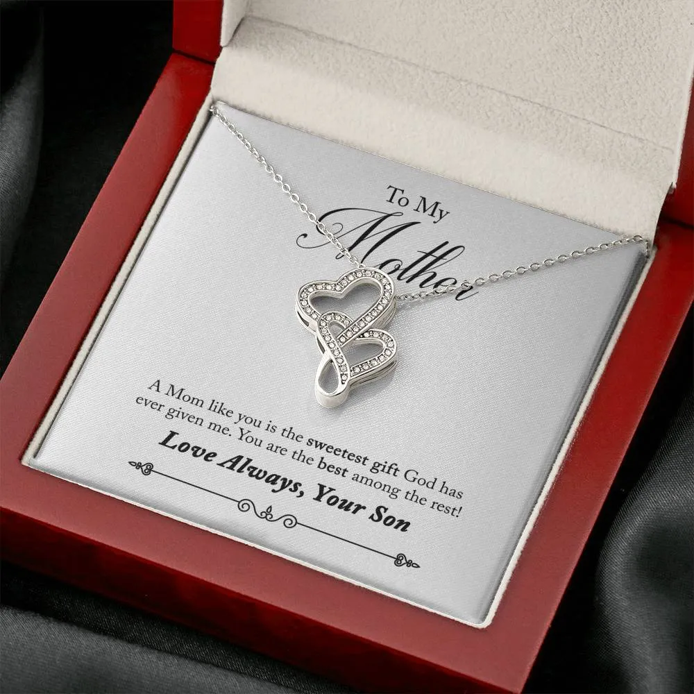 Sweetest gift from God-Double Hearts Necklace for Mother From Son