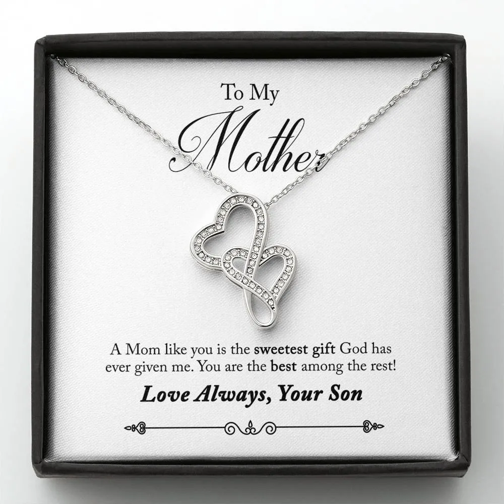 Sweetest gift from God-Double Hearts Necklace for Mother From Son