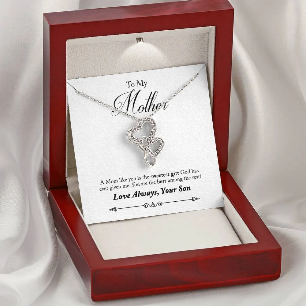 Sweetest gift from God-Double Hearts Necklace for Mother From Son