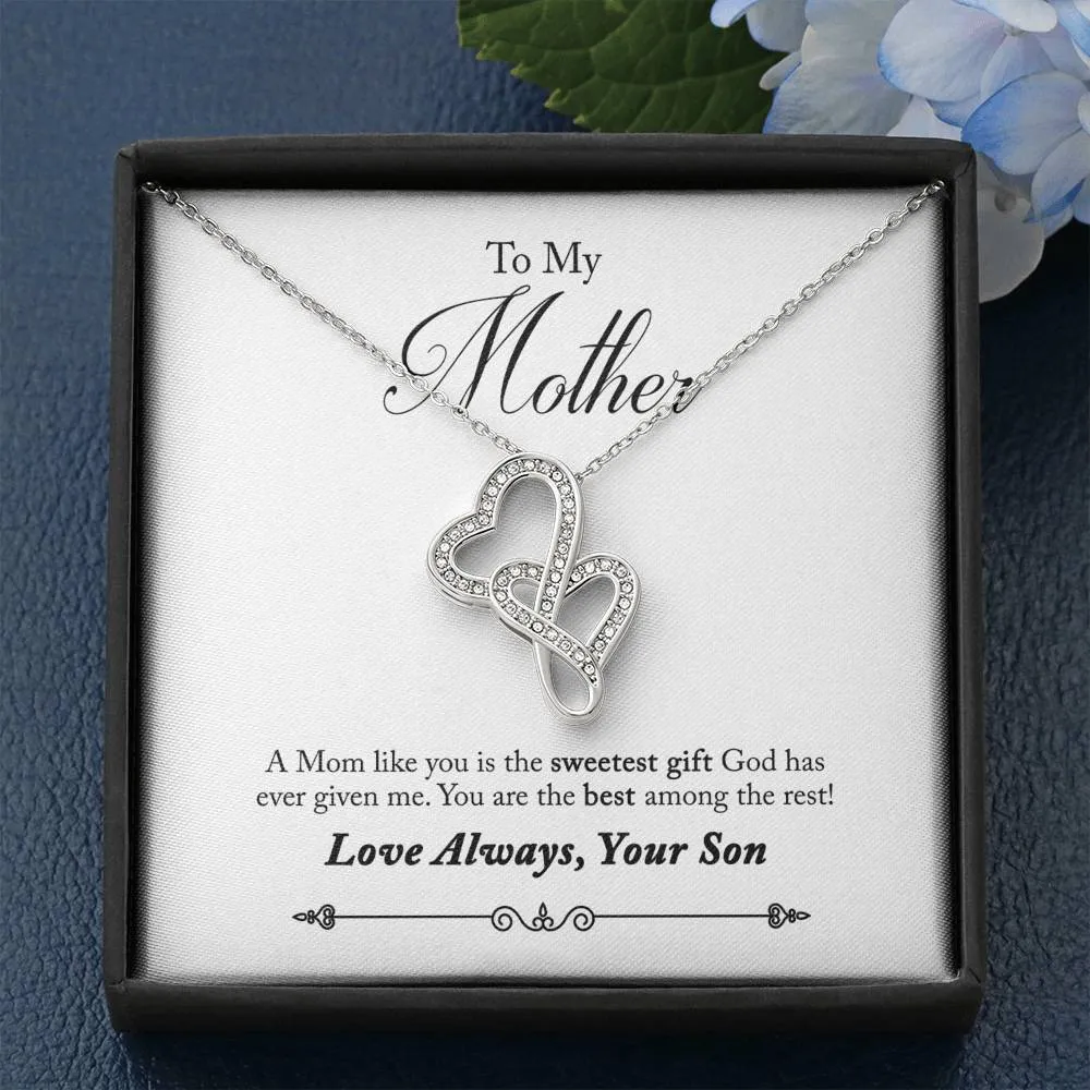 Sweetest gift from God-Double Hearts Necklace for Mother From Son