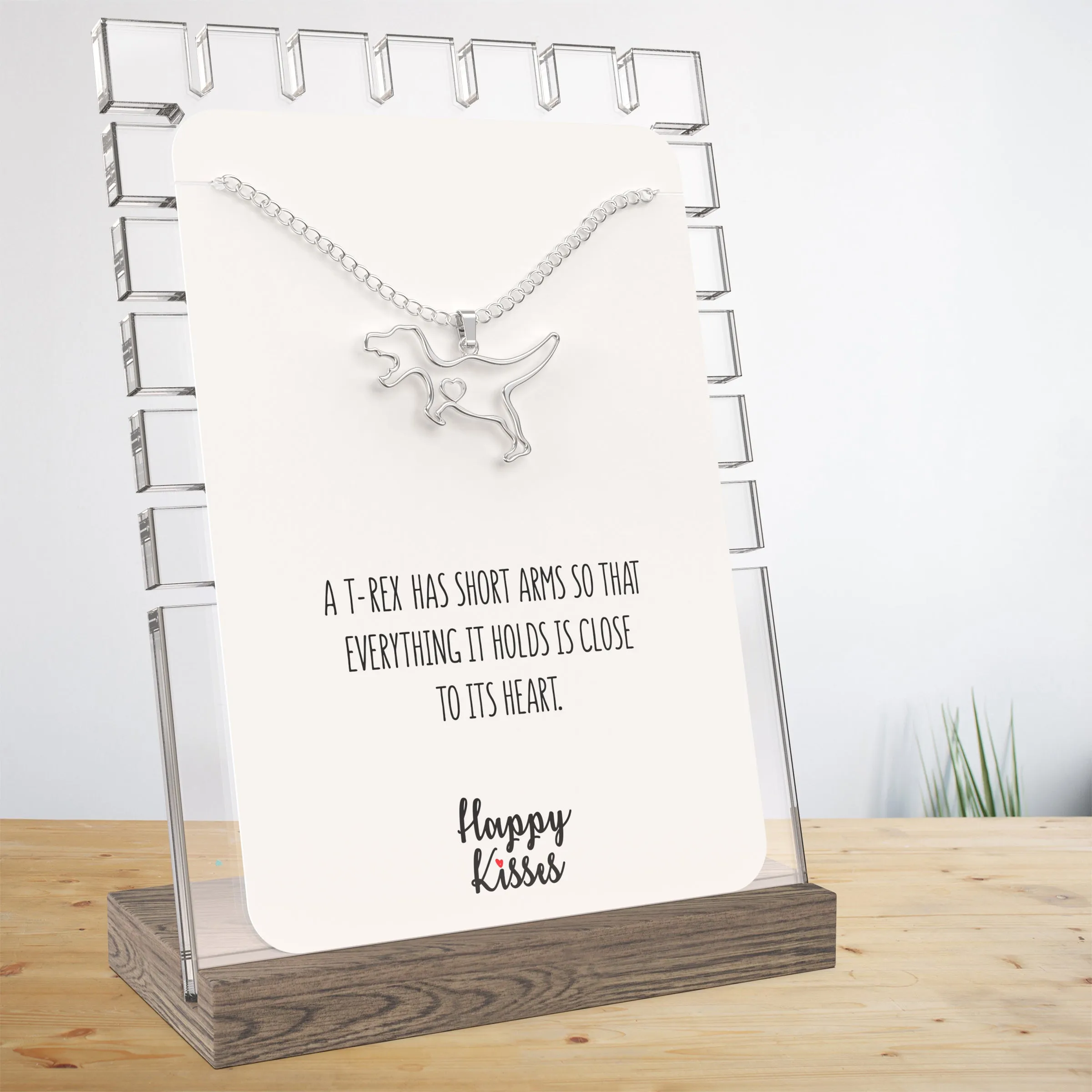T-Rex Dinosaur Necklace with Message Card
