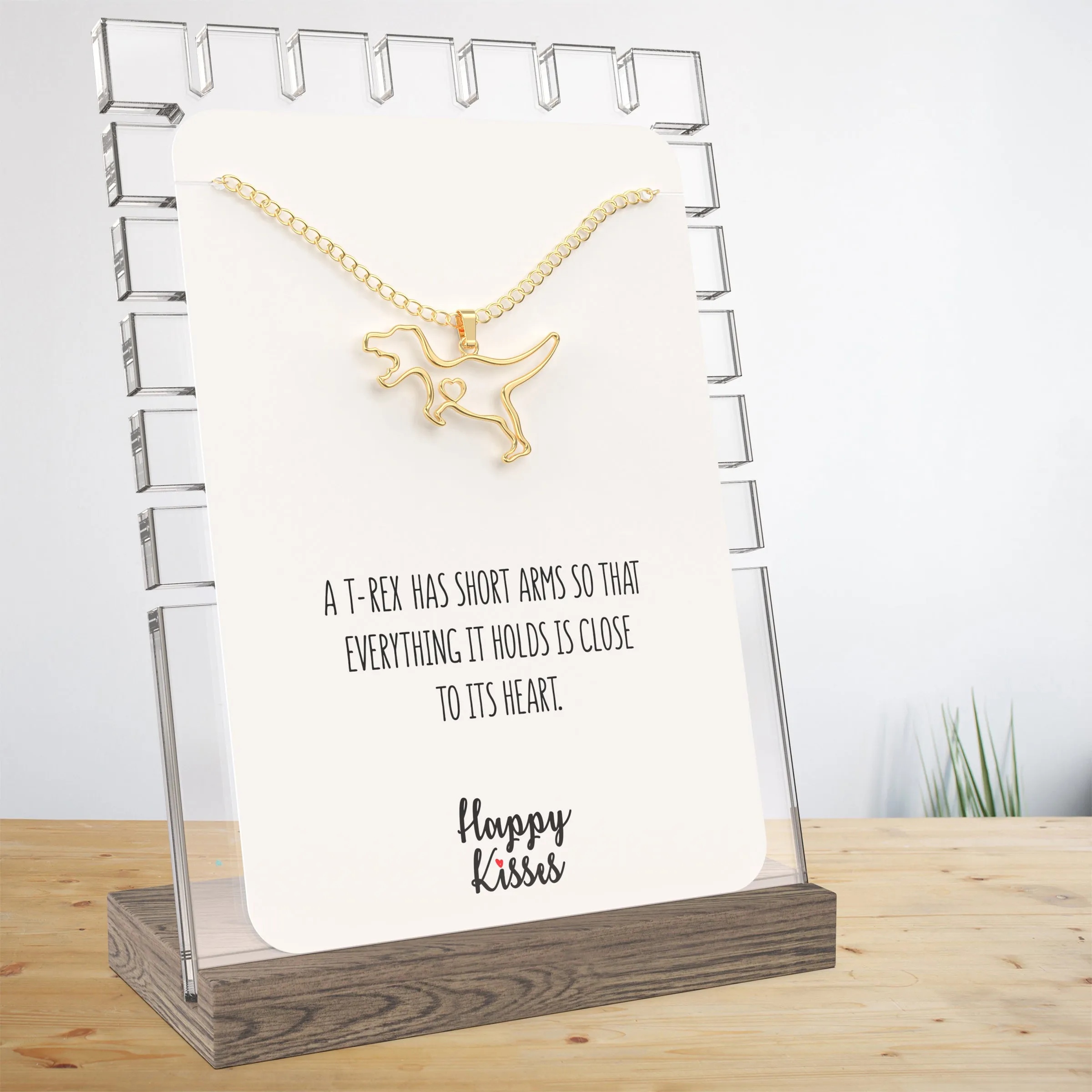 T-Rex Dinosaur Necklace with Message Card