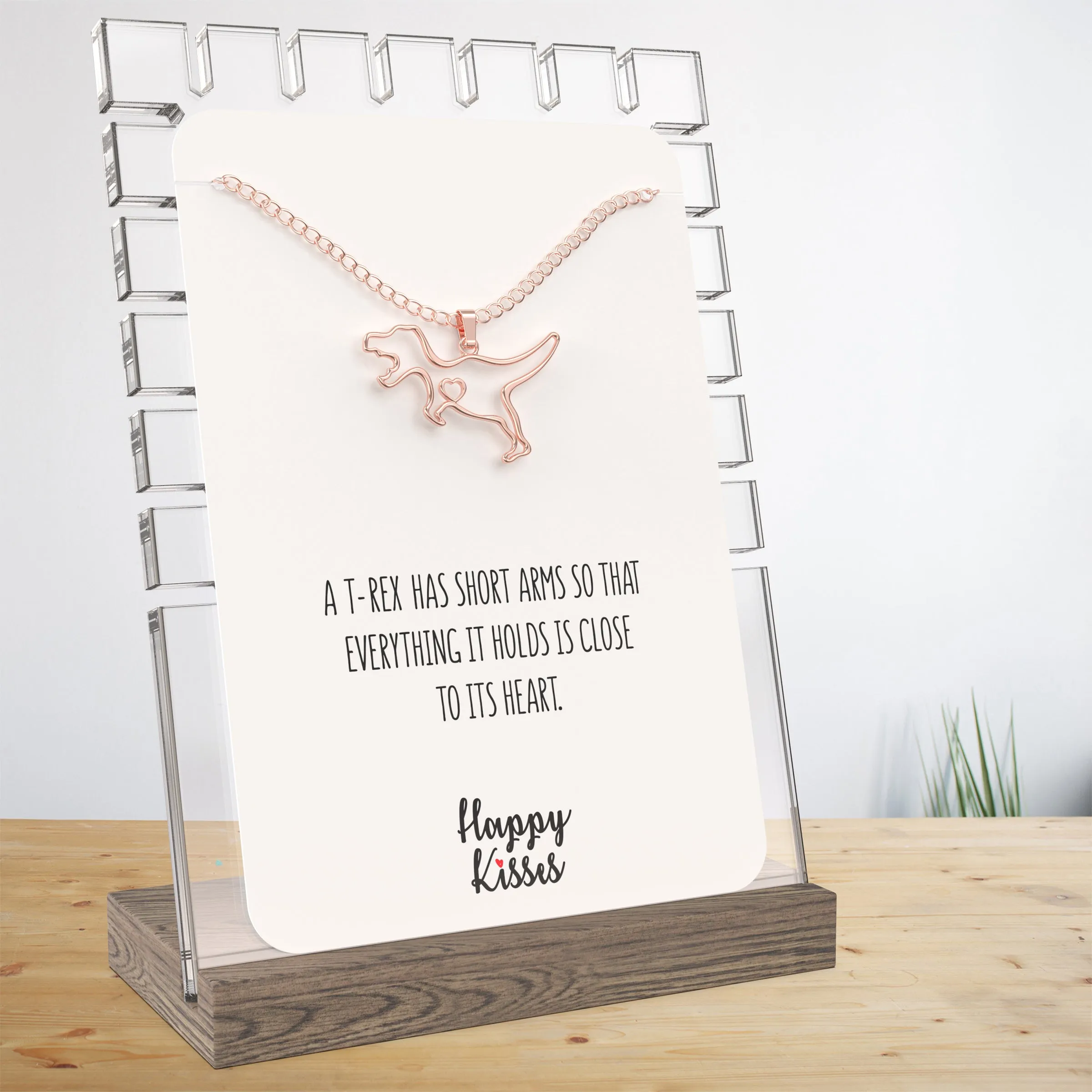 T-Rex Dinosaur Necklace with Message Card