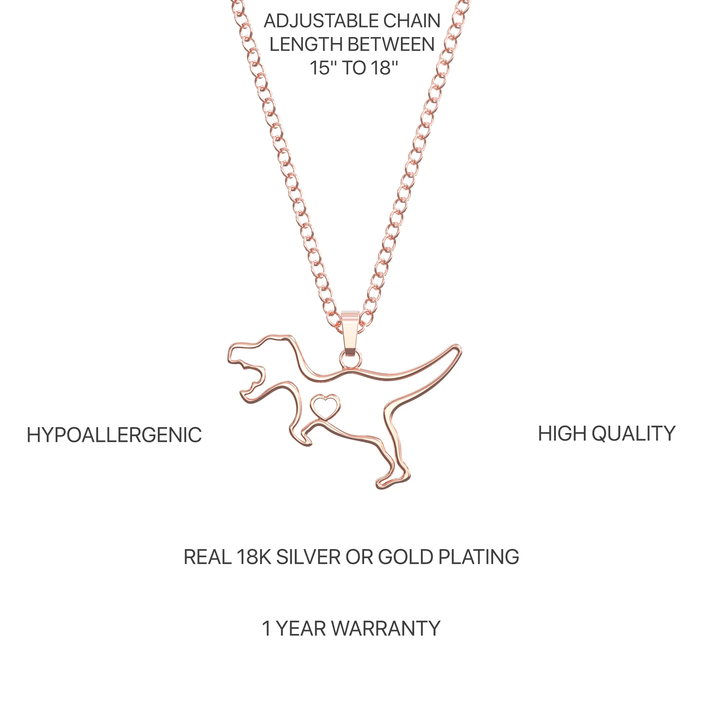 T-Rex Dinosaur Necklace with Message Card