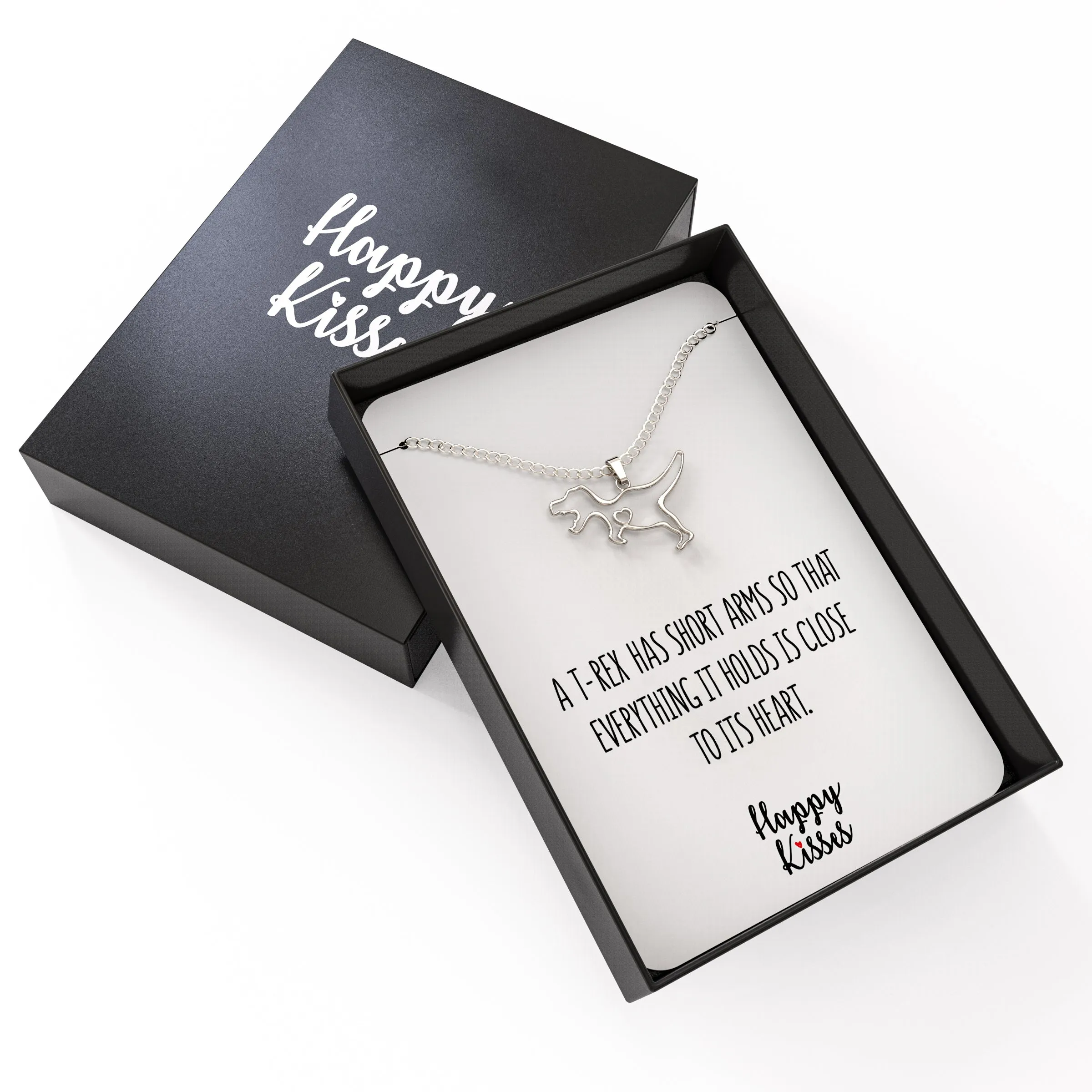 T-Rex Dinosaur Necklace with Message Card