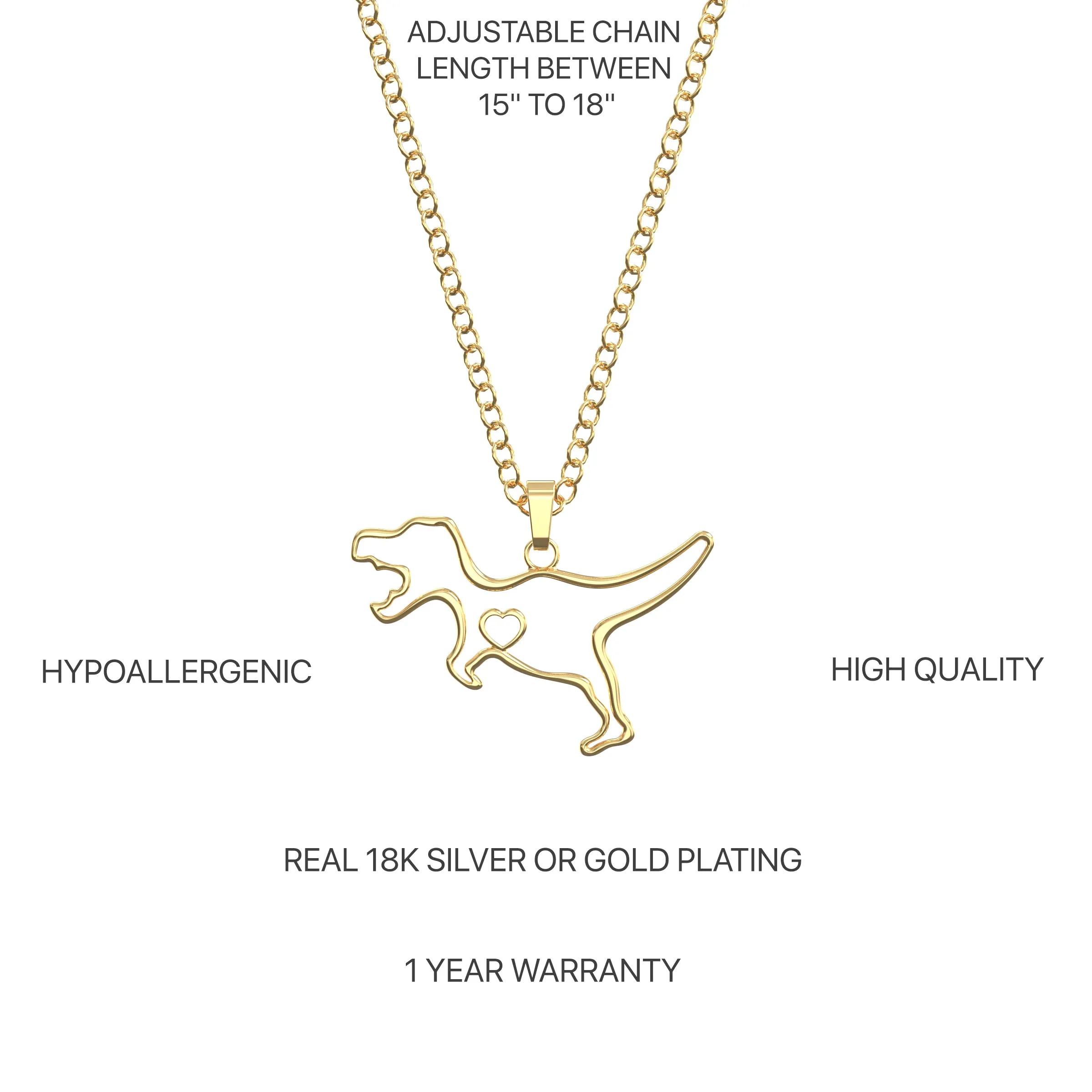 T-Rex Dinosaur Necklace with Message Card