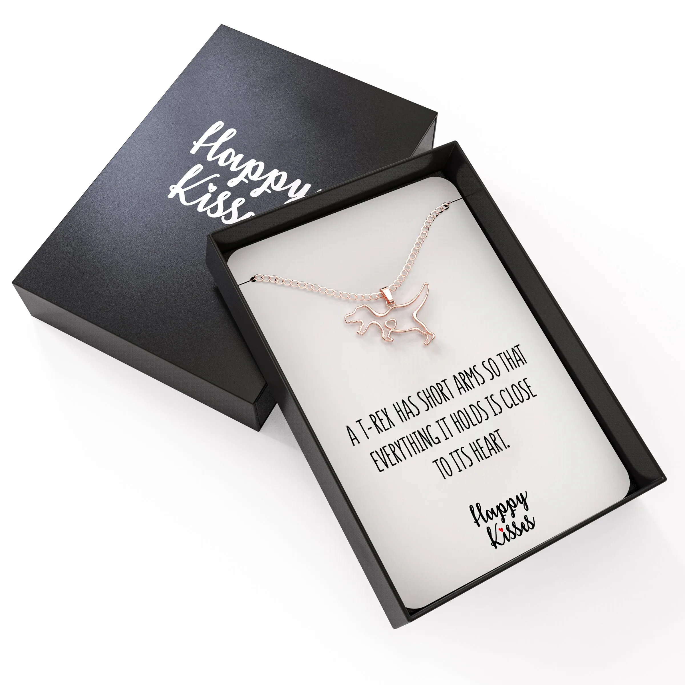 T-Rex Dinosaur Necklace with Message Card