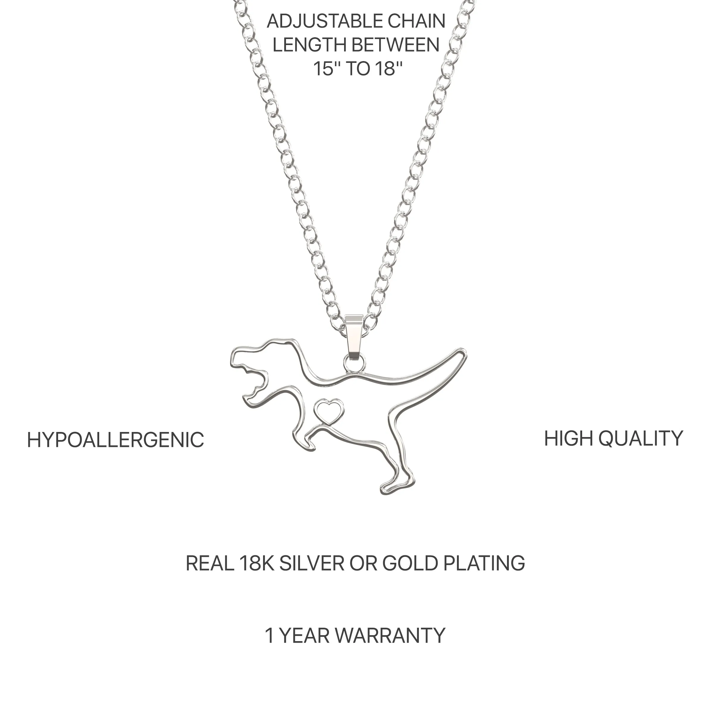T-Rex Dinosaur Necklace with Message Card