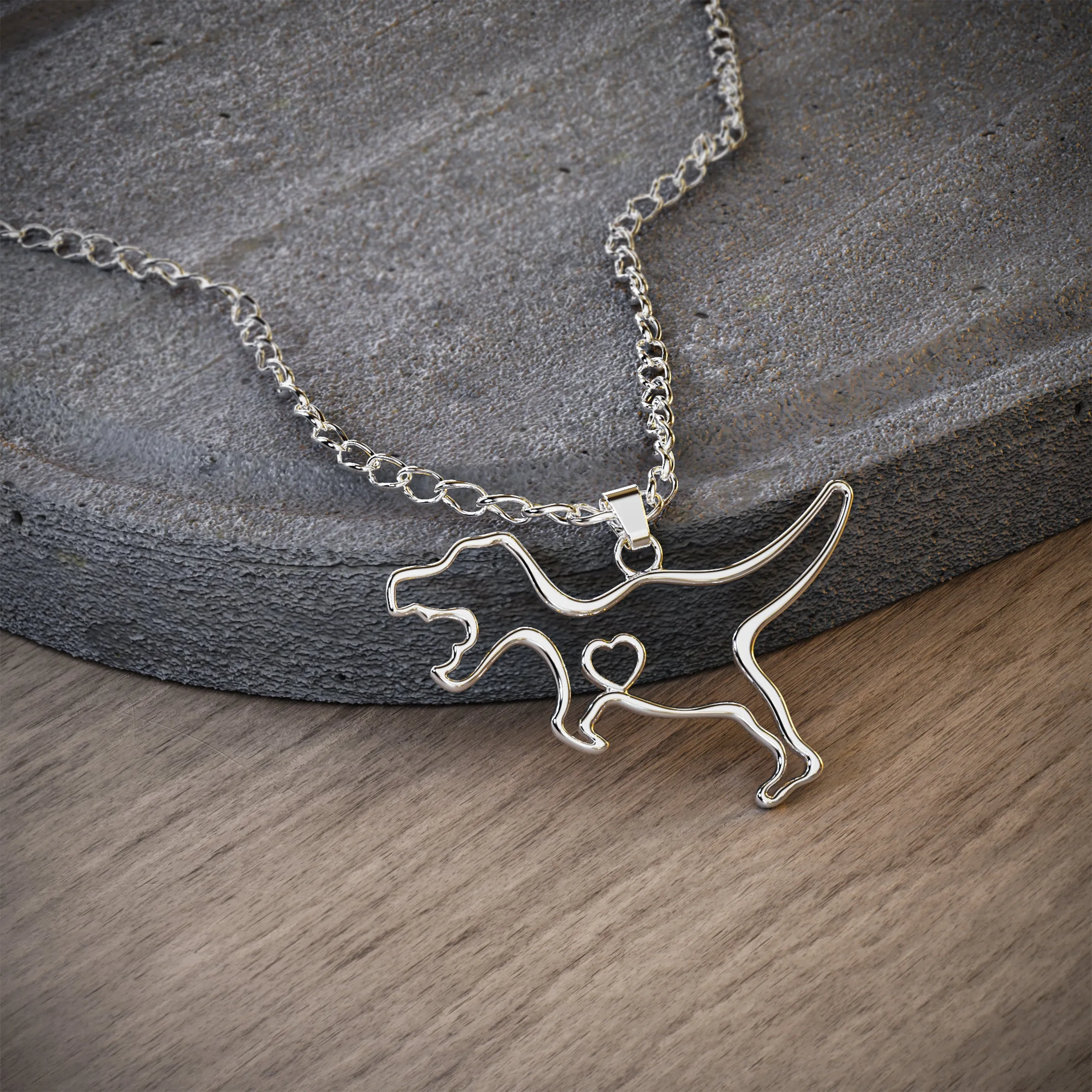 T-Rex Dinosaur Necklace with Message Card