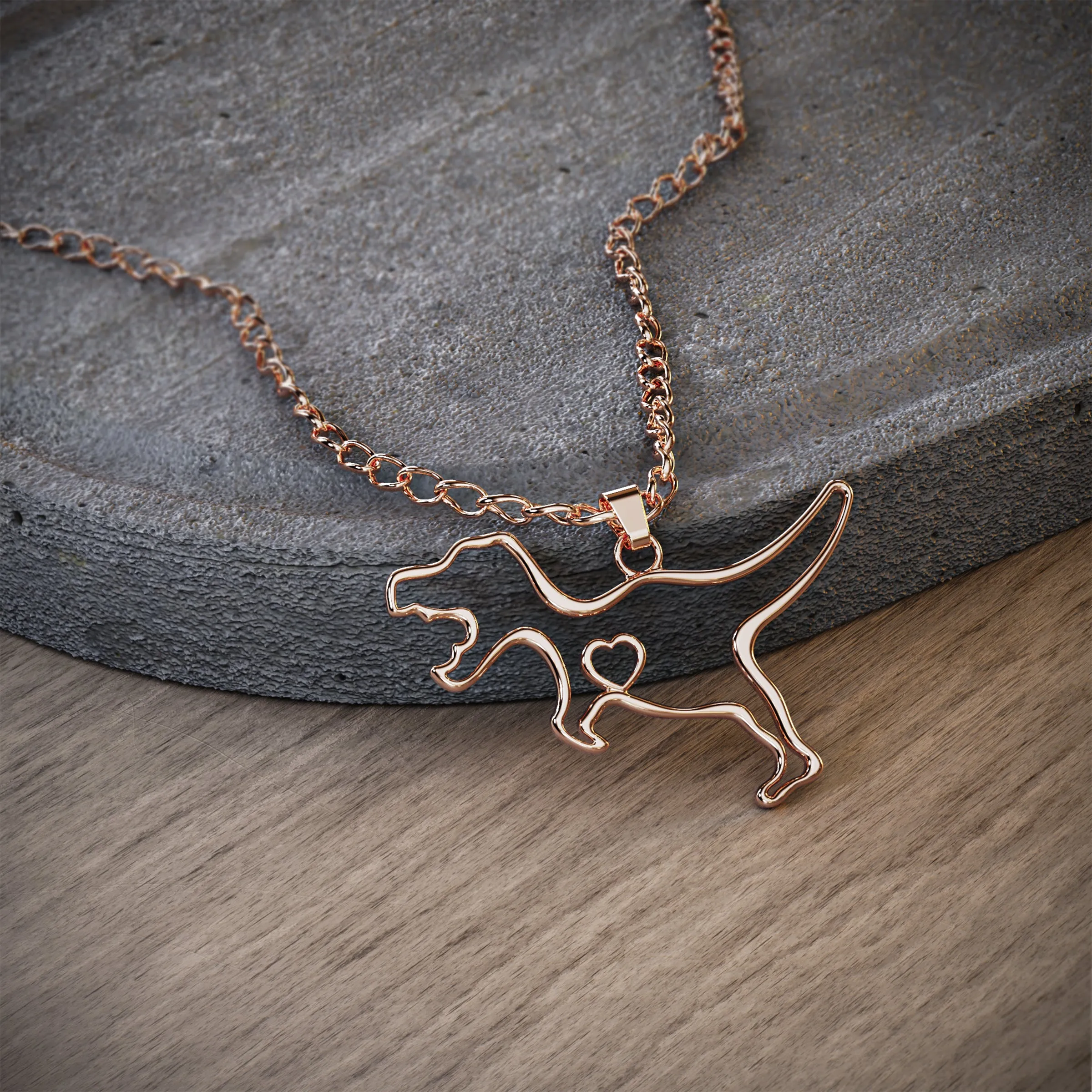 T-Rex Dinosaur Necklace with Message Card
