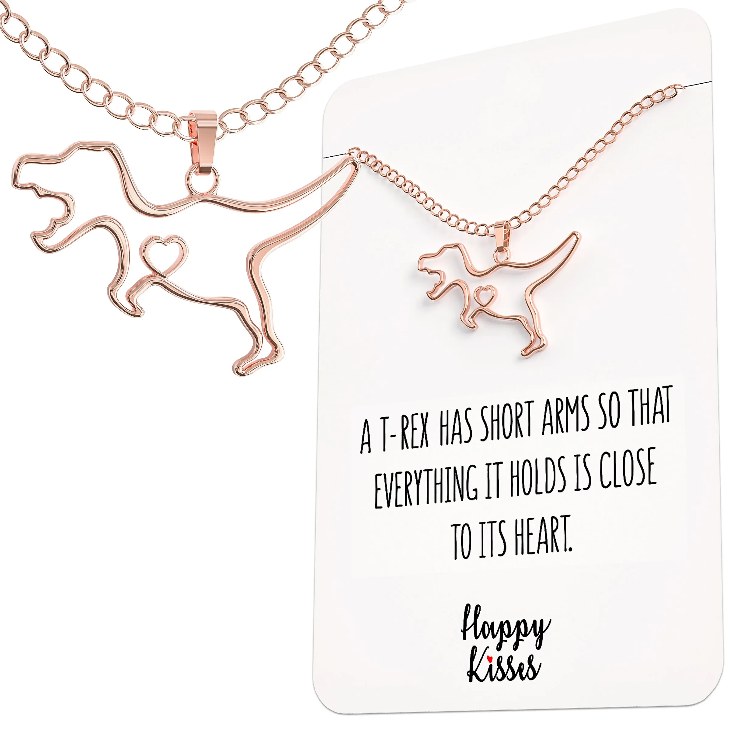 T-Rex Dinosaur Necklace with Message Card