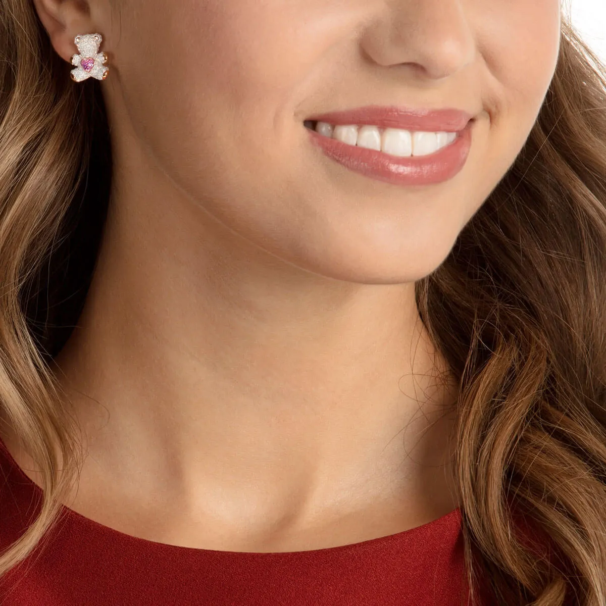 Teddy Multi-Colored Rose Gold-Plating Pierced Earrings