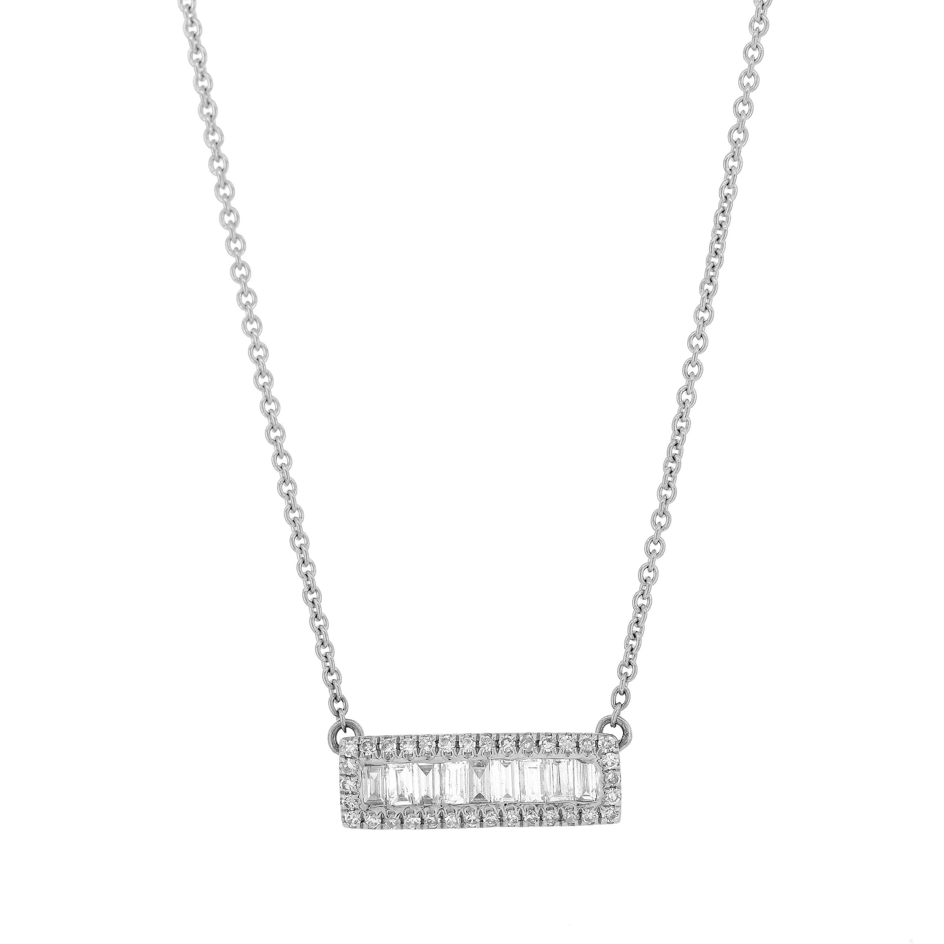 The 14K White Gold Delancey Necklace with Diamond Bar Pendant