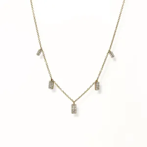The 14K Yellow Gold Britt Necklace with 5 Diamond Pendants