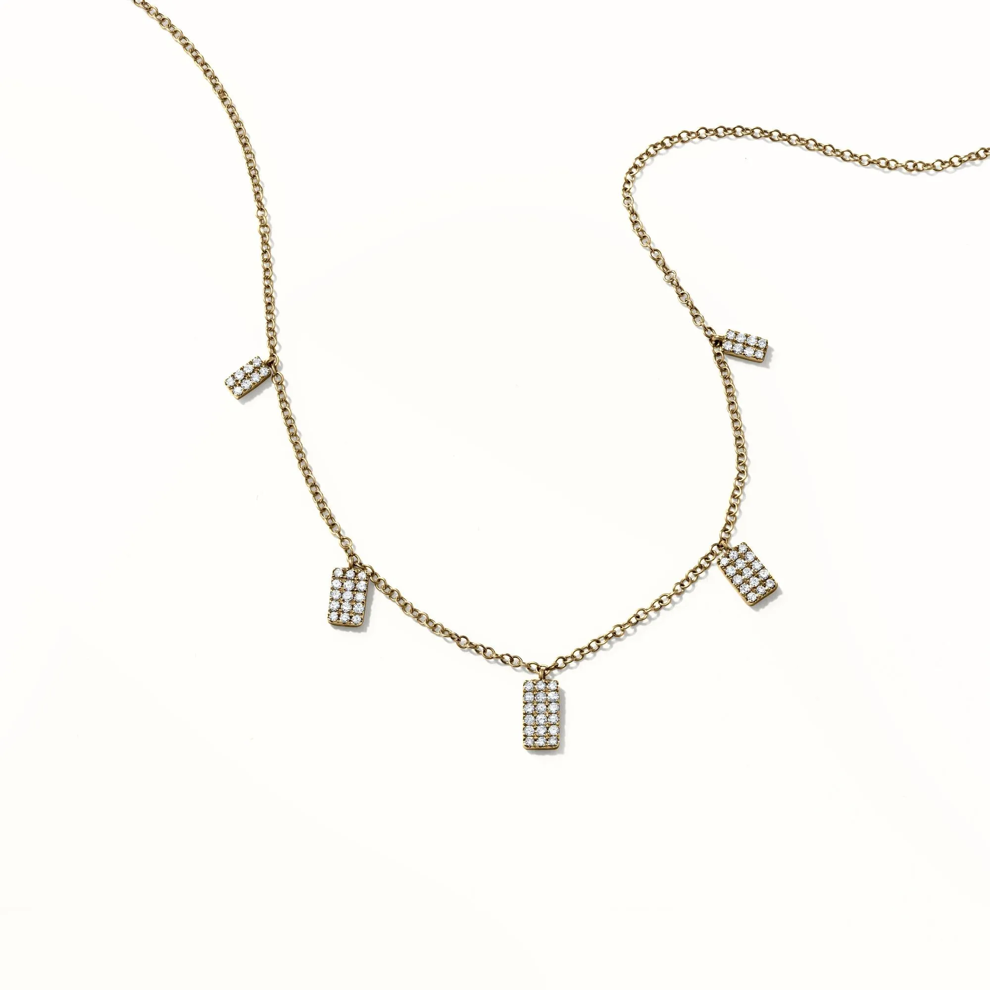 The 14K Yellow Gold Britt Necklace with 5 Diamond Pendants